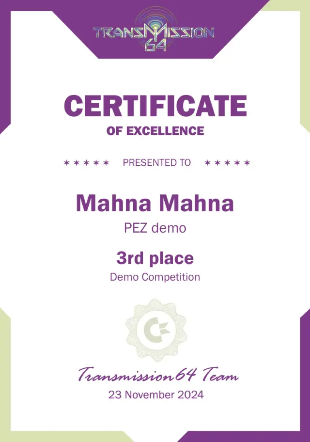 Certificate: 3rd place in the democompetition